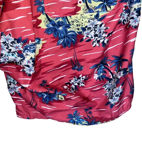 St Johns Bay Mens Hawaiian Print Swim Trunks 3XL Pink Tropical Polyester - Picture 10 of 14